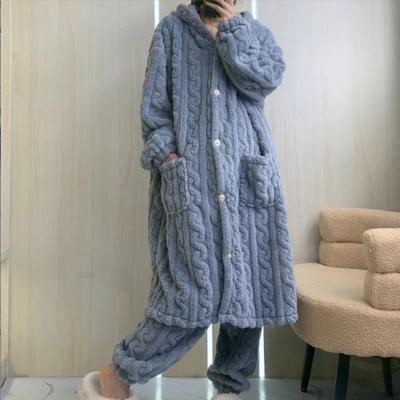 Silts ziemas sieviešu peldmēteļu komplekts 2 daļīgs Koraļļu samta peldmēteļi sievietēm, brīvs naktskrekls ar kapuci kimono, flaneļa halāts.