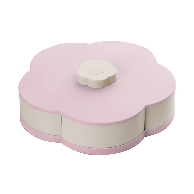 1/2layers Creative Flower Petal Shaped Fruit Plate Rotatable Food Candy Storage Box Nuts Snack Tray Snack Storage Organizer Box