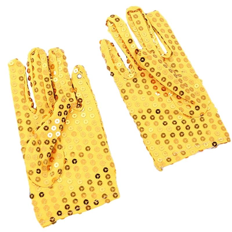Эластичные перчатки для танцевальных соревнований и шоу с пайетками, детские перчатки от солнца золотой