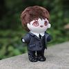 niannyyhouse 15cm Doll Clothes, Cotton Doll Clothes Suit, Jacket, Dress Shirt, Vest, Tie, and Pants, 5-Piece Set, Striped, for Plush Dolls (15cm, Blac