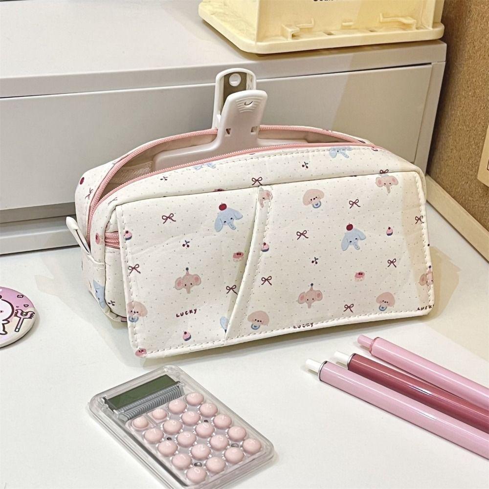 High Quality Puppy/Elephant Pen Bag Multilayer Large Capacity Pencil Case Portable Stationery Bag Students