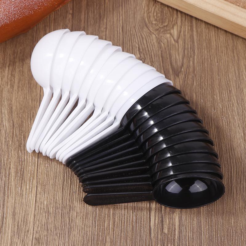10Pcs Black White Measuring Teaspoon Scoop Plastic 7G 15Ml Measuring Spoons Milk Powder Spoon Coffee Beans Container Scoops