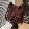 Stylish Retro Faux Leather Shoulder Bag For Women With Charming Tassel Detail