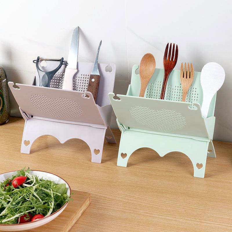 Desktop Foldable Drainable Trash Bag Desk Bathroom Storage Shelf