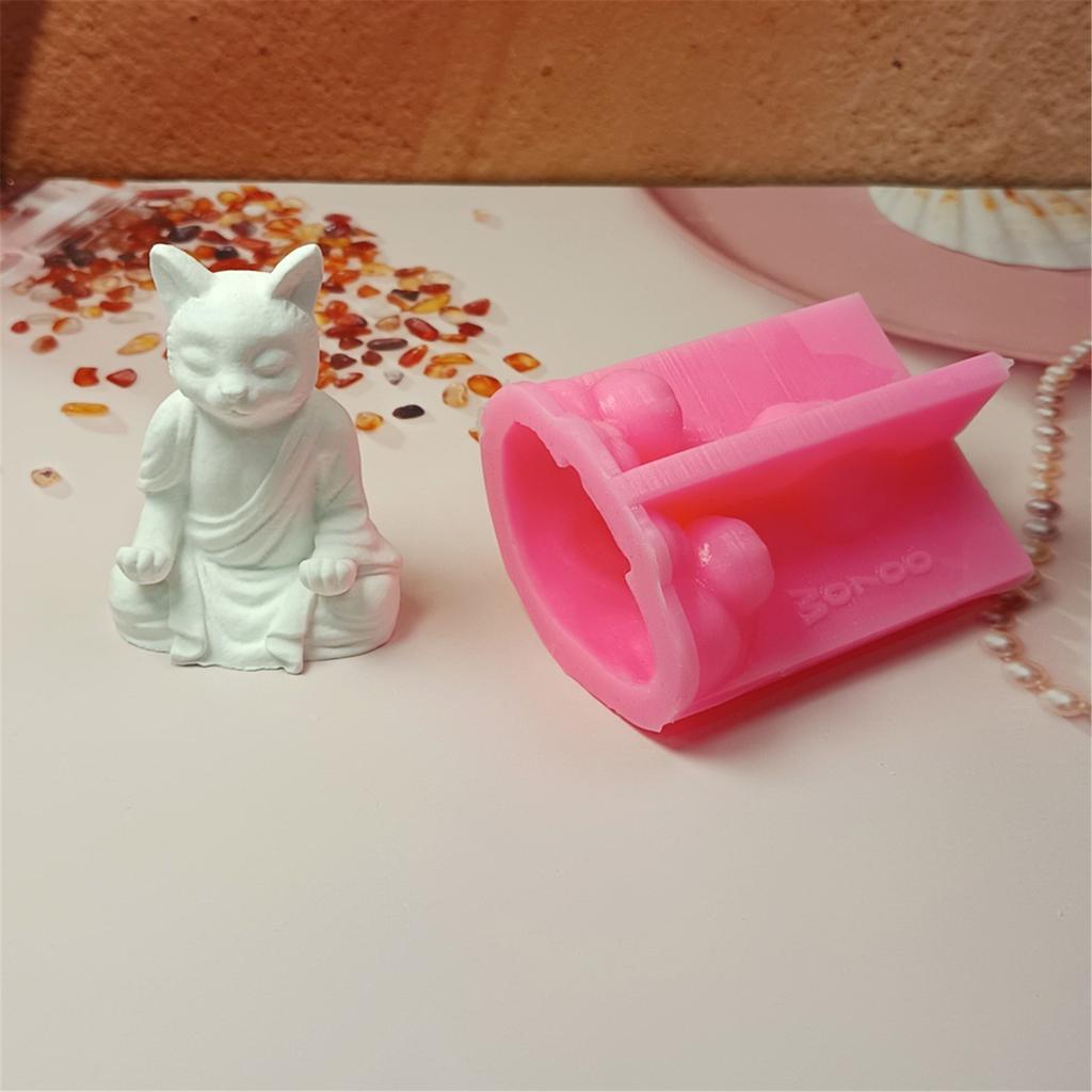 Meditation Cat Candle Mould Silicone Molds Plasters Molds Ornament Molds Castings Molds Animal Molds Craft Supplies