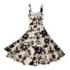 Vestidos Femininos Vintage Sem Mangas Plissados Patchwork Fofos Bainha A-Line Estampa Floral
