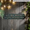 2D Flat 1pc, Vintage Not All Witches Live In Salem Long Aluminium Decorative Sign, Gothic Witch Broom Crow Embossed Style Aluminum Plaque