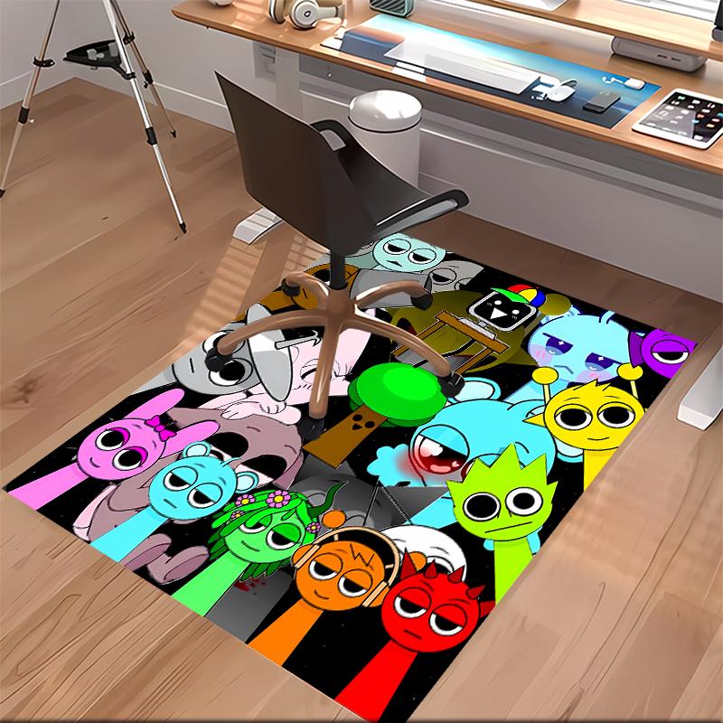1pc Sprunki Game2 Print Area Rug - Soft, Washable Non-Slip Indoor Mat for Office Chairs, Living Room, Home Office Decorative Rug