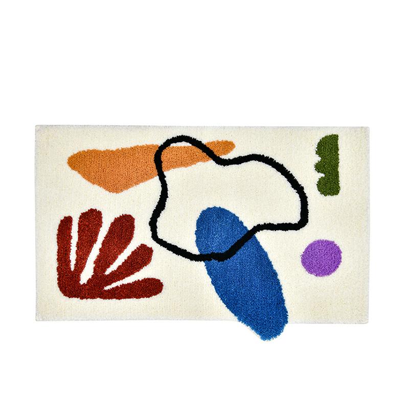 Vintage Gitter Badezimmerteppich Weicher Flauschiger Teppich Schlafzimmer Nachttisch Wohnzimmer Teppich Eingangsboden Anti-Rutsch-Matte Ästhetische Heimdekoration