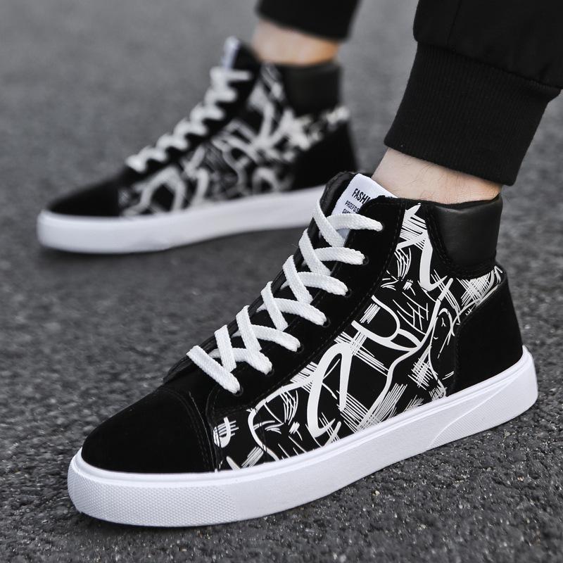 Autumn Student Canvas Male Casual Zapatos De Hombre Mens Shoes Casual Tenis Masculino Adulto Erkek Ayakkabi High Top Sneakers