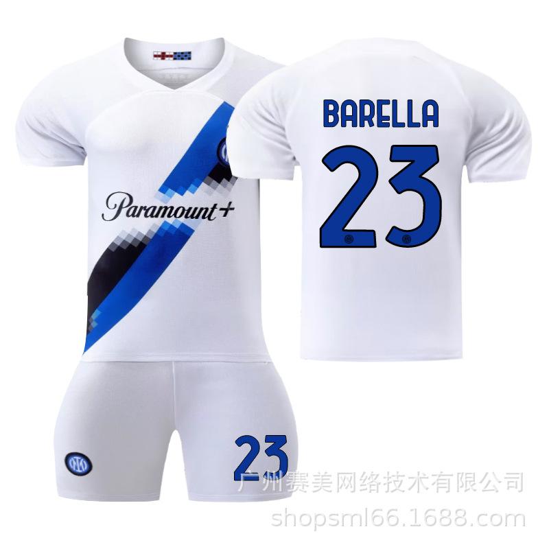 2324 Inter Milan away white No. 10 Lautaro Inter Milan No. 23 Barrera football jersey set cross-border wholesale 16#