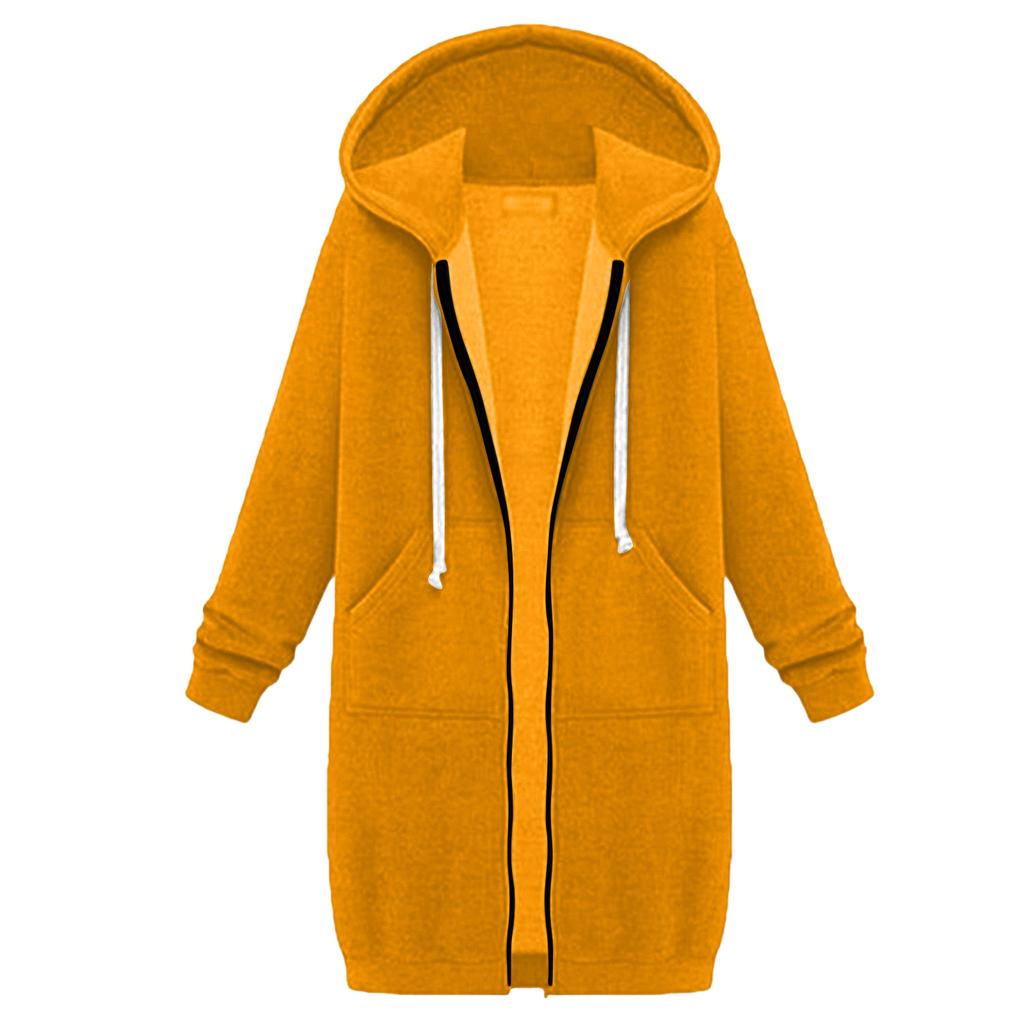 Women's Sweatshirt Elongated Loose Long-sleeved Hooded Jacket With Pockets