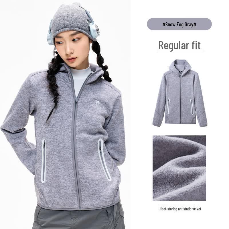 Camel Casual Stand-up Collar Fleece-lined Jacket