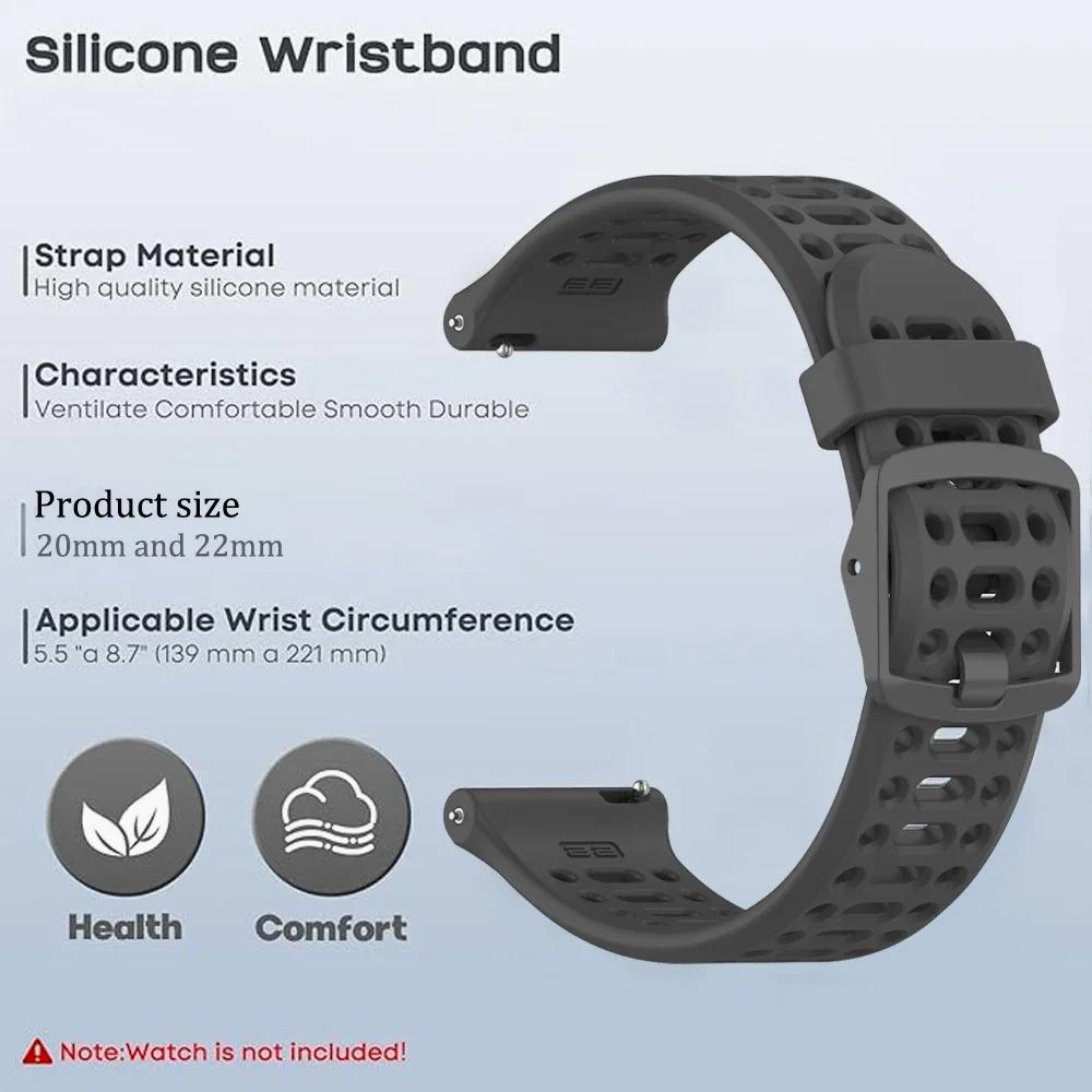 Silikonový 20mm 22mm Řemínek Pro AMAZFIT BALANCE 2 BIP 6 5 GTR/GTS 4 3 2e Řemínky Pro HUAWEI WATCH GT 5 Pro Sportovní Prodyšný Náramek