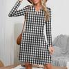 Women's Fashion Plaid V-Neck Long Sleeve Dress