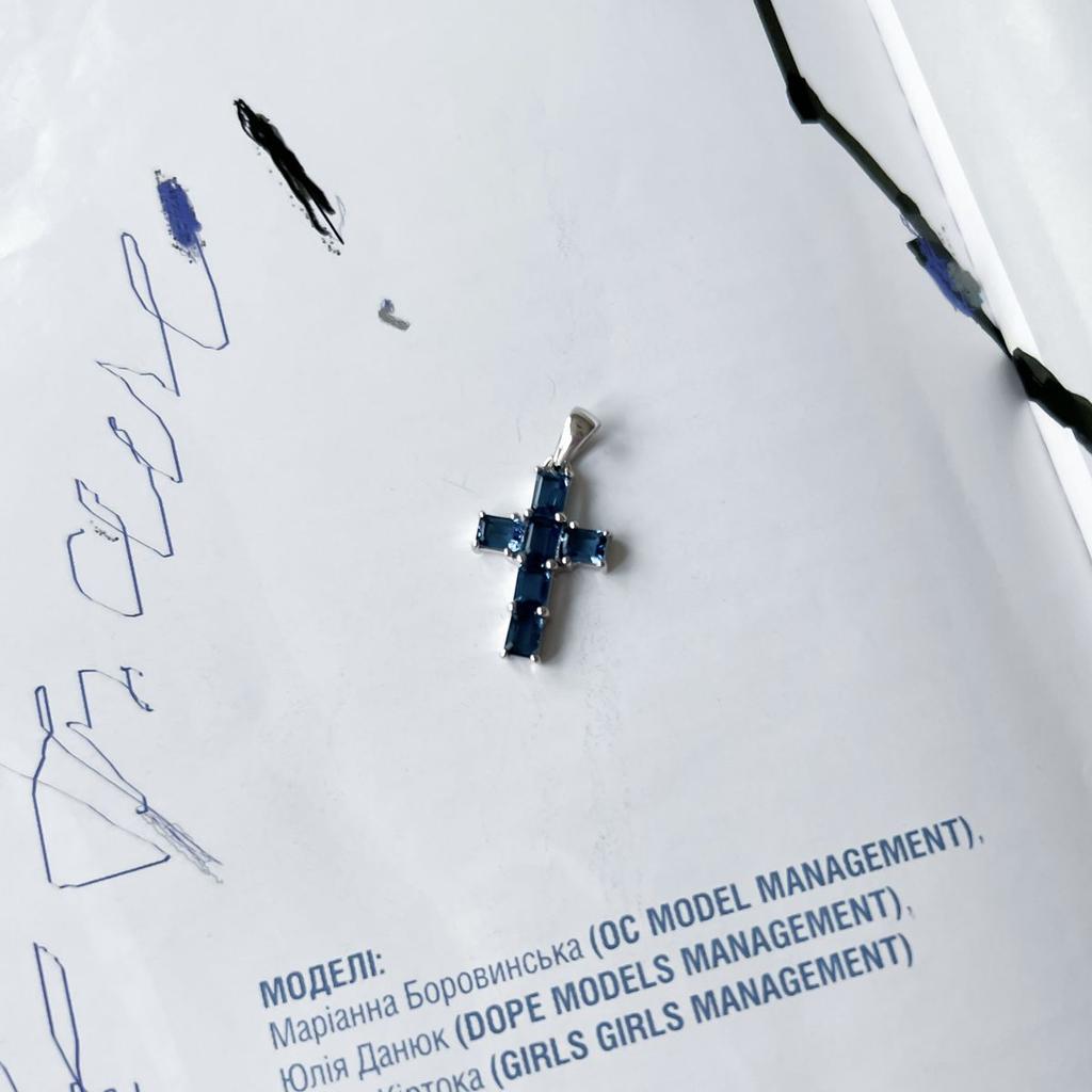 Silver Cross with Tanzanite Nano 1.255ct (2151708)