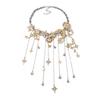 European and American Retro Exaggerated Alloy Inlaid Zircon Sun, Moon and Stars Multi-pendant Fringed Necklace Light Luxury High Sense