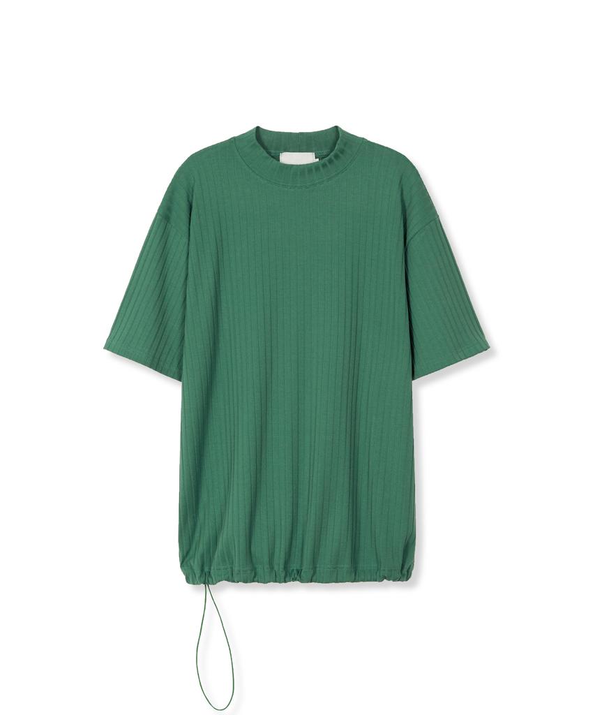 SSY 2-Way Rib Mock Neck Short Sleeve T-Shirt Green