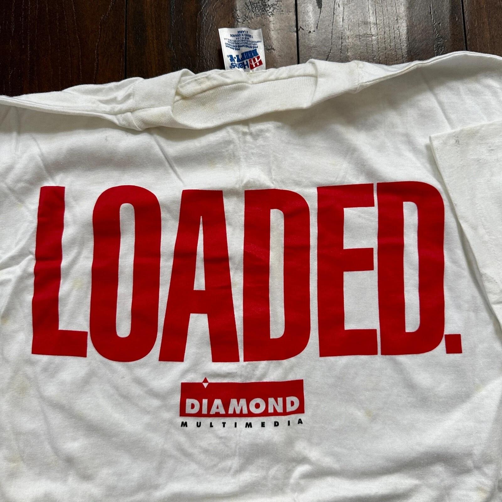 

Diamond LOADED Multimedia Vintage T Shirt 90s Hanes Single Stitch Rap Funny L