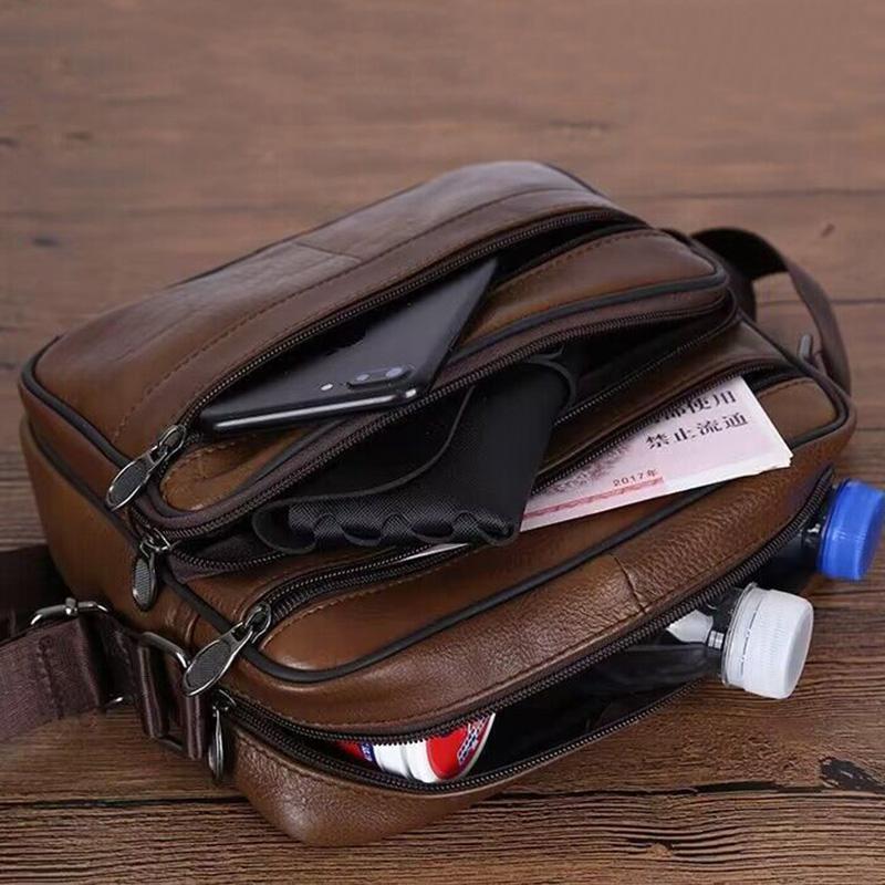 Retro Genuine Leather Men's Shoulder Bags Husband Small Crossbody Messenger Bag Leather Man Zipper Designer Party Bags Gift