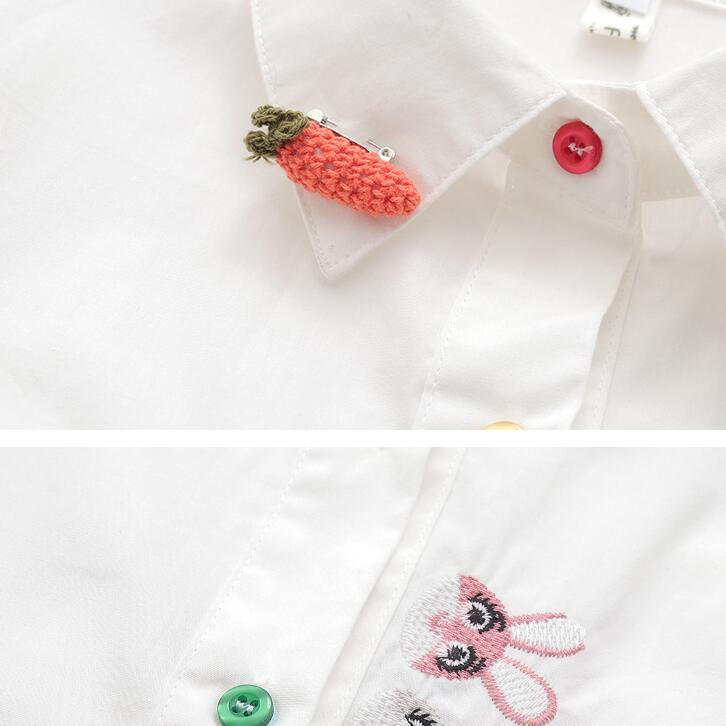 Jar a jeseň 2024 Nová výšivka Farebné gombíky Kreslená voľná košeľa Dámska košeľa s dlhým rukávom na spodok