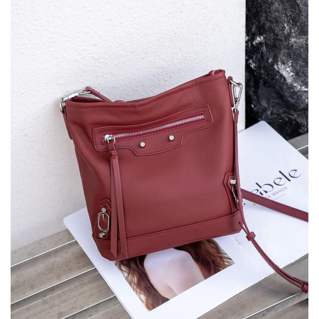 Cowhide Bucket Bag Head Bag Popular Fashion Shoulder Crossbody Practical Soft Leather Vegetable Basket Locomotive Bag