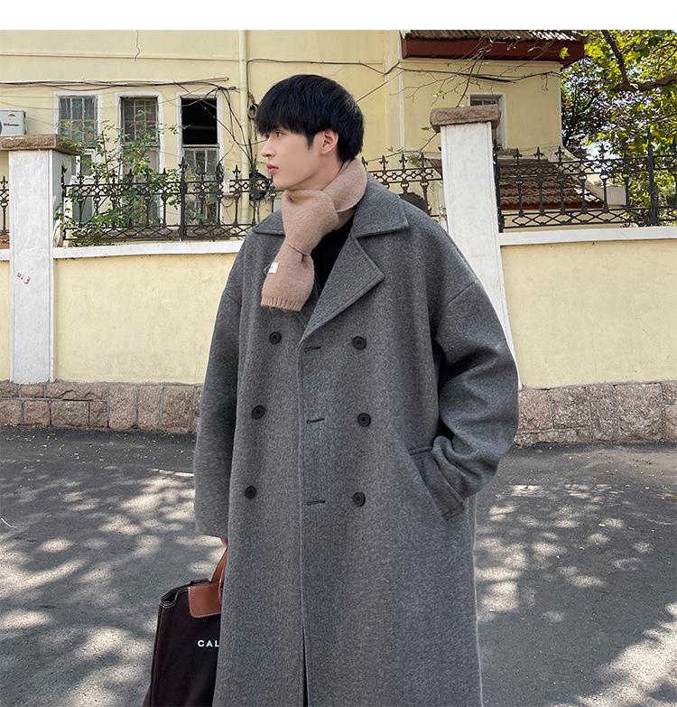 Men's British Style Wool Trench Coat - 2024 Autumn/Winter Trend, High-End Mid-Length Thick Jacket