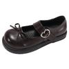 Black retro British style flat bottom inner height increase small leather shoes women's 2025 new summer skirt Mary Jane single shoes