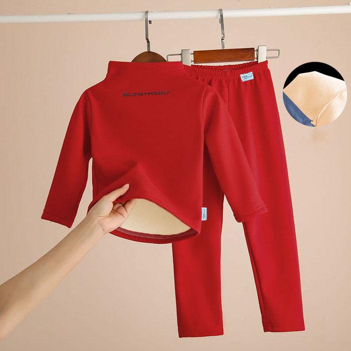 

Зимний детский термокомплект, повседневный комплект из двух предметов для мальчиков и девочек, детское нижнее белье, теплые топы с воротником-стойкой, детский бархатный комбинезон с высоким воротником 90cm