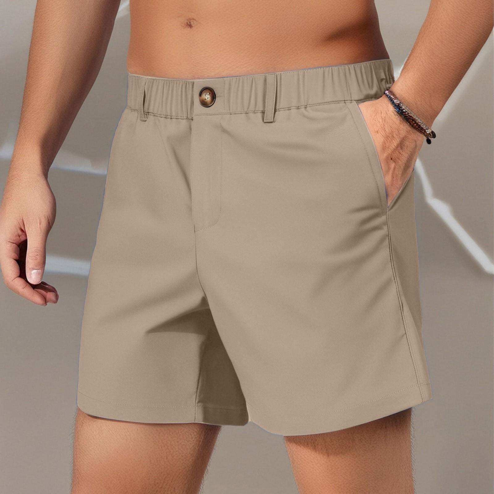 

Мужские летние однотонные эластичные шорты на пуговицах с пятью отделениями Мужские пляжные брюки повседневные брюки L хаки