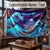 Octopus Sea Life Theme Throw Blanket Custom Name Text Personalized Blanket Soft Cozy Blanket for Home Sofa Bed
