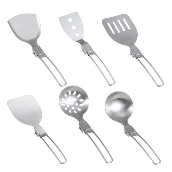 Stainless Steel Tableware Foldable Design Hollow Handle Portable Cookware Camping Hiking