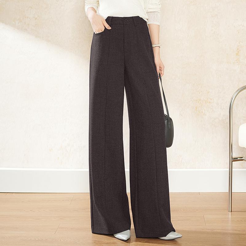 

Women s High-Waisted Straight-Leg Suit Pants—Slimming, Loose, Versatile, Wide-Leg for Spring/Autumn 2026 XL кофейный