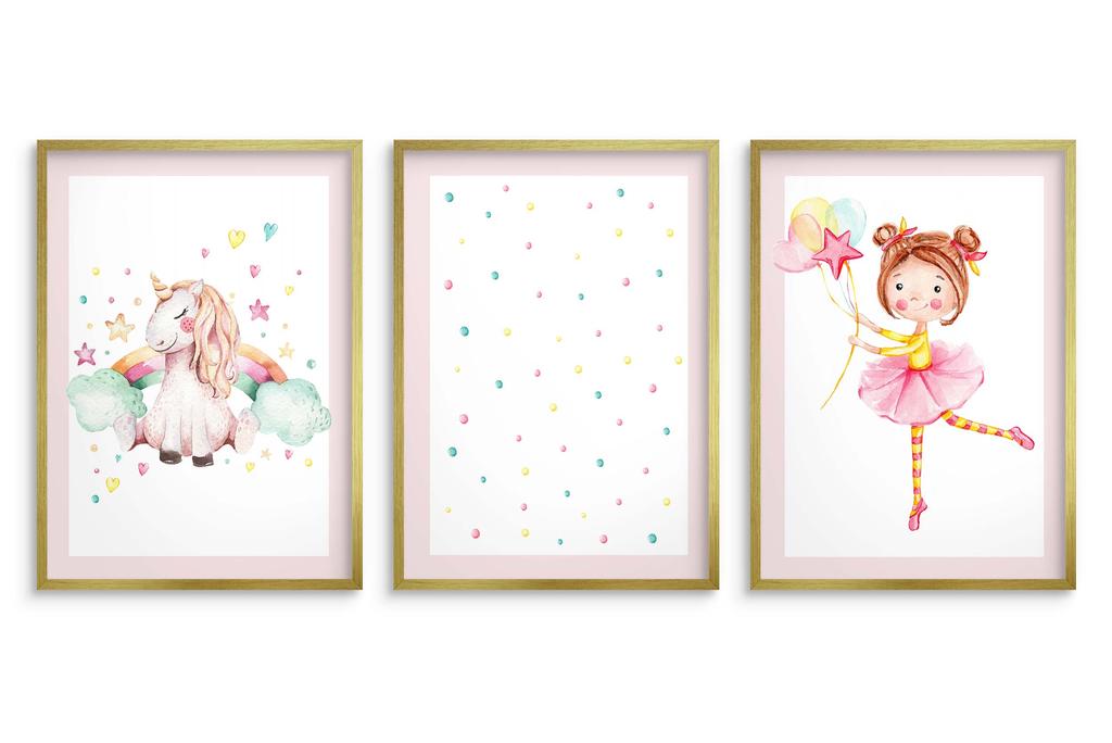 Plakaty dla dzieci Zestaw pastelowa baletnica jednorożec do pokoju dziecka 50x70