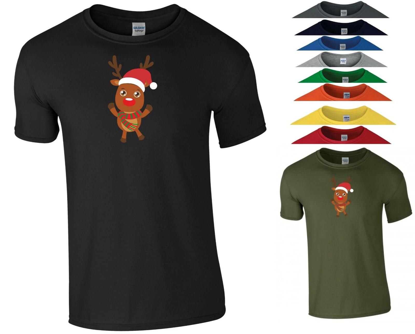 Santa Rudolph T Shirt Red Nose Reindeer Funny Christmas Xmas Gift Men Tee Top L