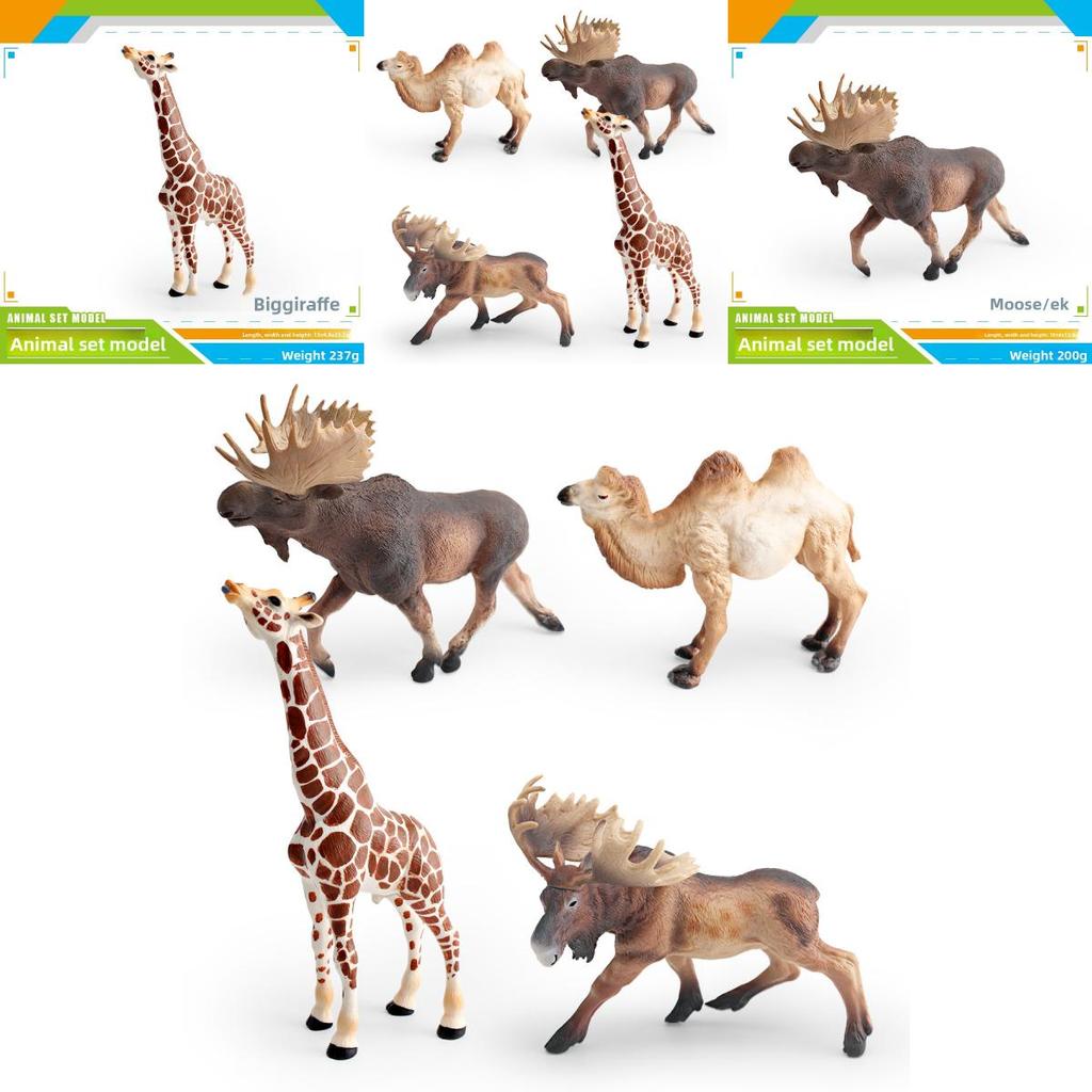 Wildlife Animal Model Set Pvc Camel Giraffe Educational Collectible For Kids Nature Learning