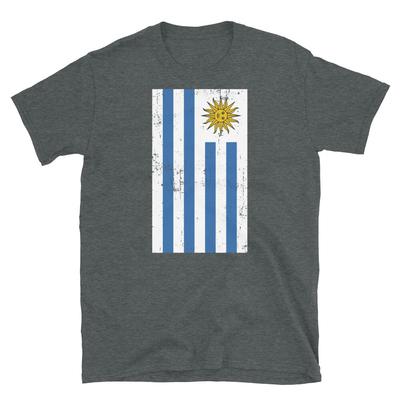 T-shirt Unisex a Maniche Corte con Bandiera Usurata dell'Uruguay Sud America Montevideo