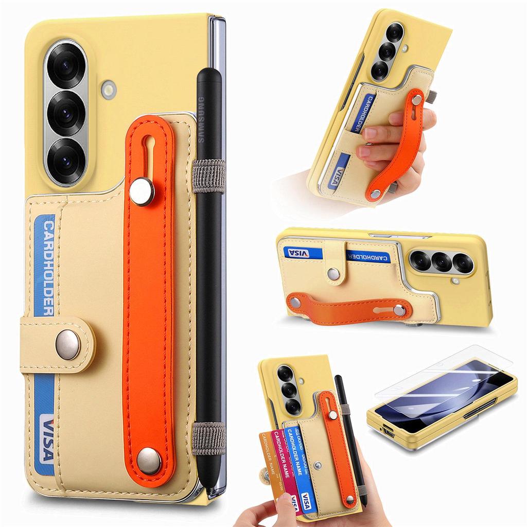 Samsung Z Fold7 Cross-Border Wristband Card Holder Case - Skin-Feel PC Shell with Integrated Film for Z Fold6