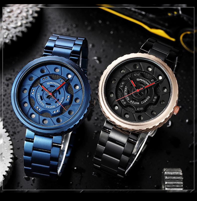 Sanda Men's Trendy Steel Band Hollow Dial Watch