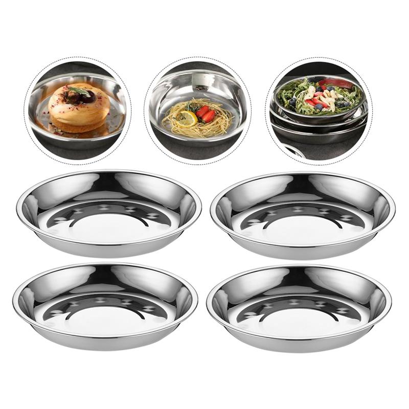 6Pcs Stainless Steel Food Round Pasta Bowlsss Round Dinner Round Pasta Bowlsss Fruit Trays Pasta Salad Snack Dessert Dishes