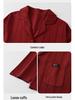 Red Year of the Rat Cardigan Pajamas Set - Tencel Cotton, Long Sleeve, for Couples, Spring/Autumn