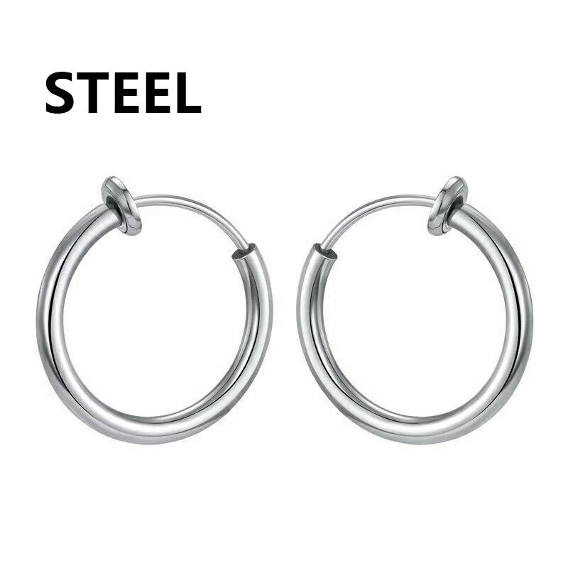 1 Paar Gothic Fake Ohrclip Creolen für Männer und Frauen Edelstahl Schmerzlos Nicht Piercing Fake Ohrringe Schmuck Geschenke