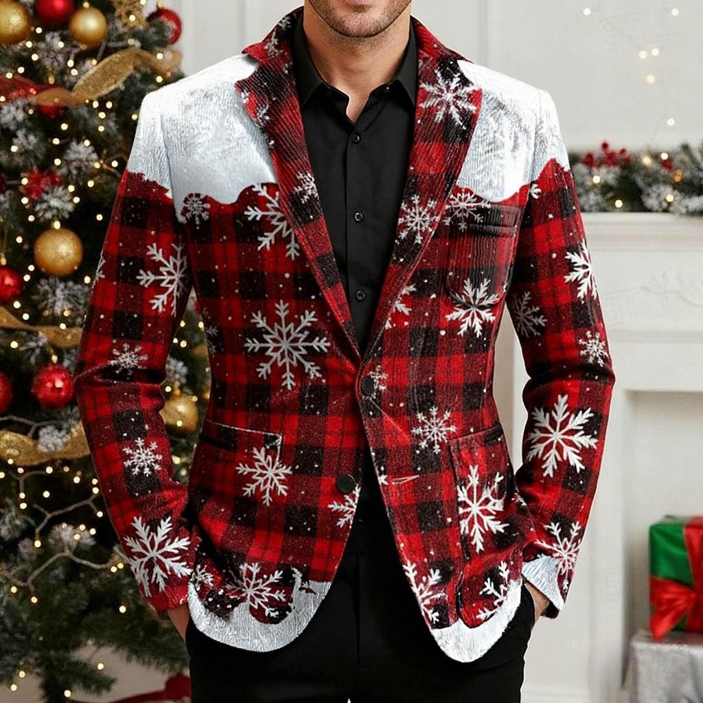 Men's Printing Corduroy Warm Pocket Suit Jacket Cardigan Men's Casual Suit
