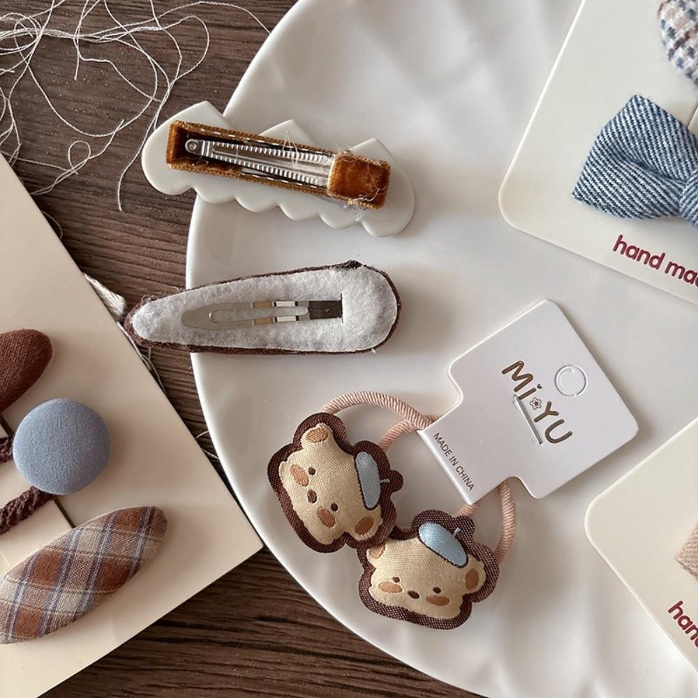 2Pcs/Set Ribbon Flower Bow Hairpins Plaid Design Hair Grips New Princess Headdress  Hair Accessories