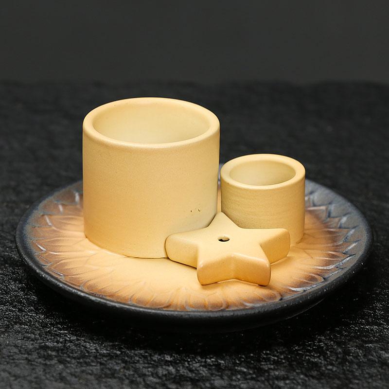 1pc Ceramic Incense Burner Set - 4-in-1 Handcrafted Incense Stick & Palo Santo Holder with Smudging Tray, Elegant Bohemian Decor