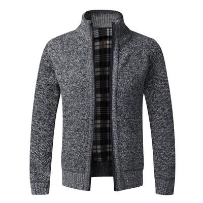 Men's Knitted Thick Cardigan Sweater Jacket Fall and Winter Warm Cardigan Zipper Sweater Jacket