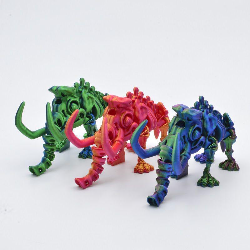3D Printed Adorable Movable Mammoth Cartoon Skeleton Toy