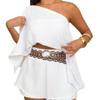 Summer New Solid Color One-shoulder Design Slit Casual Sleeve for Women