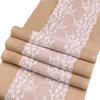 Tavola Runner 30x275cm Lino Misto Juta con Bordino in Pizzo per Ogni Occasione