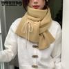 Bow Tie Tied Knitted Scarf for Women Autumn and Winter Warm and Sweet Knitted Scarf